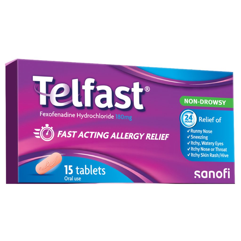 تلفاست TELFAST180 ملجم أقراص مضادة للحساسية لتخفيف الحساسية بسرعة /15 قرصًا