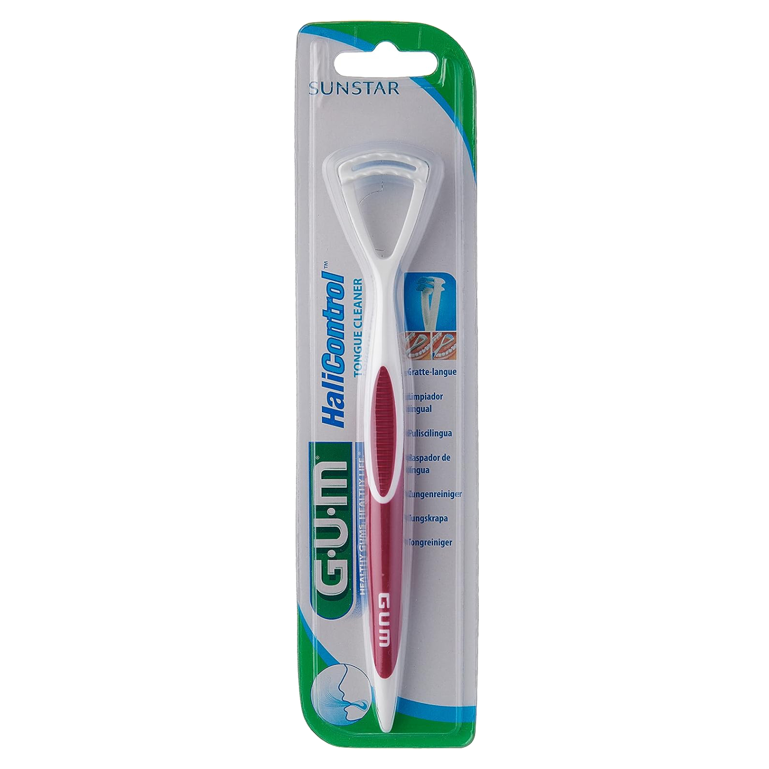 Back Image for Gum Tongue Cleaner Halicontrol Dual Action Red