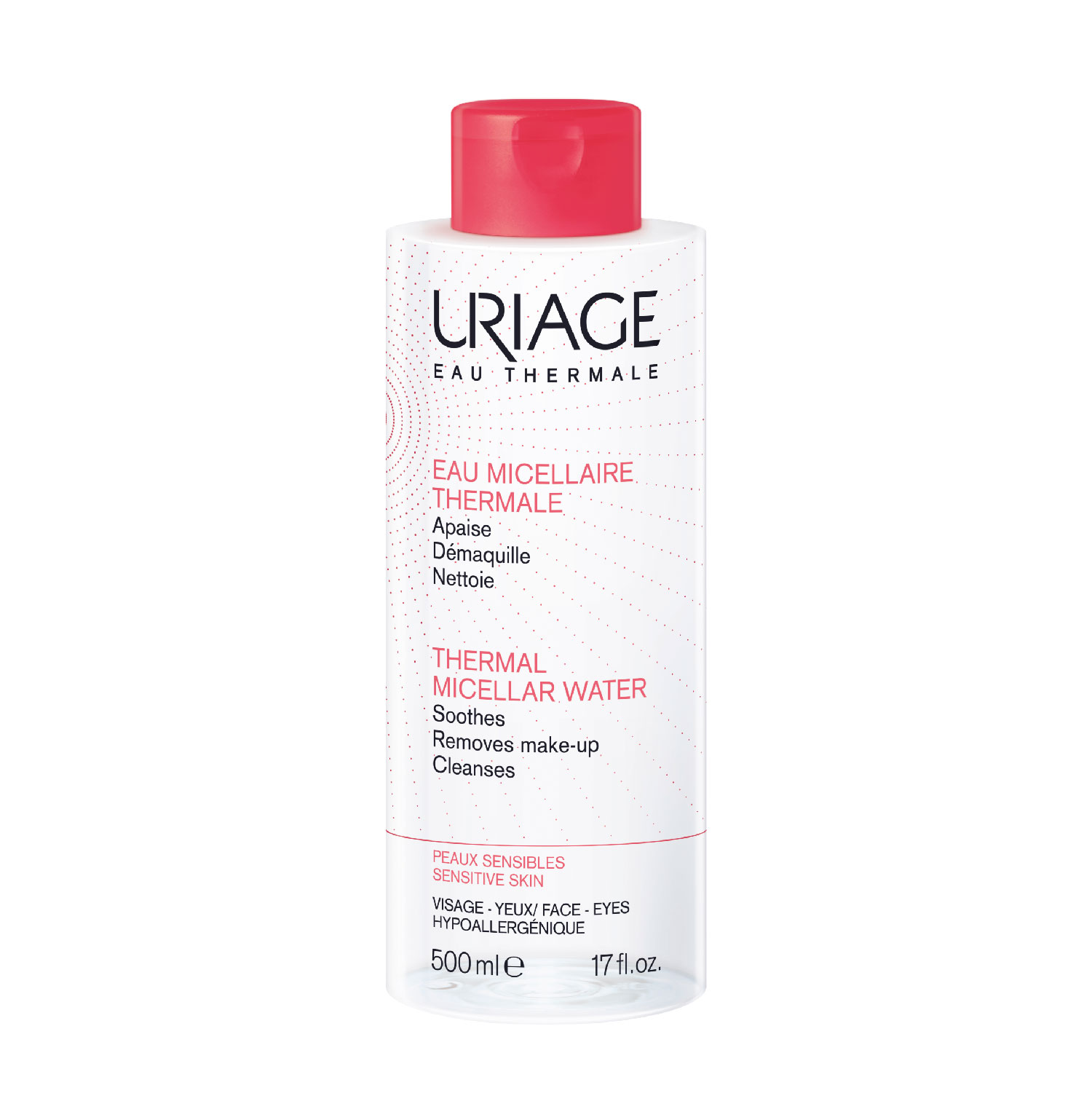 Uriage Eau Thermale Micellar Water For Sensitive Skin, Cleanser & Makeup Remover 500ml