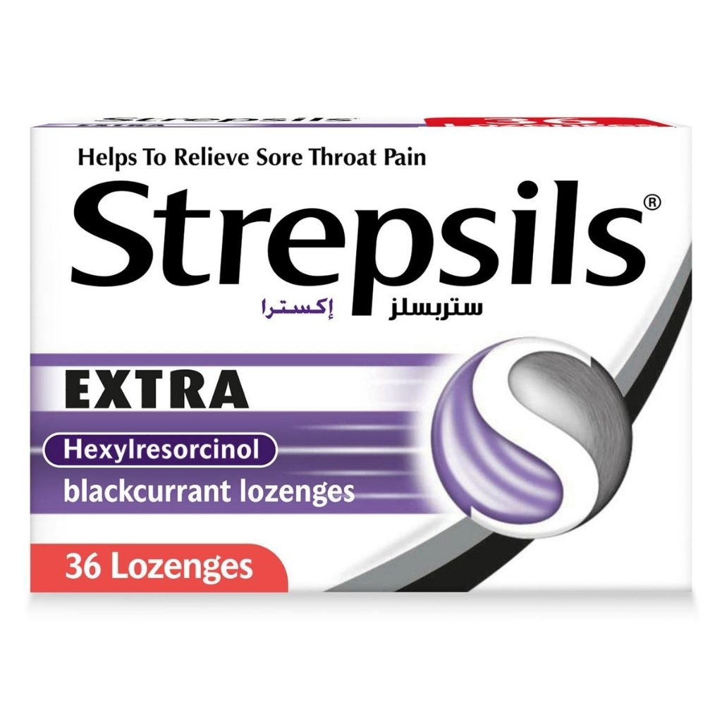 Strepsils Extra Blackcurrant, Pain Relief For Sore Throats, 36 Lozenges