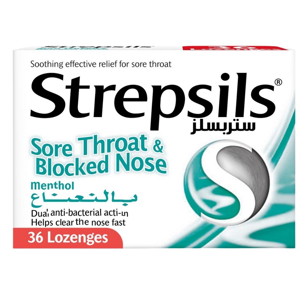 Strepsils Menthol, Soothing Effective Relief for Sore Throats & Blocked Nose, 36 Lozenges
