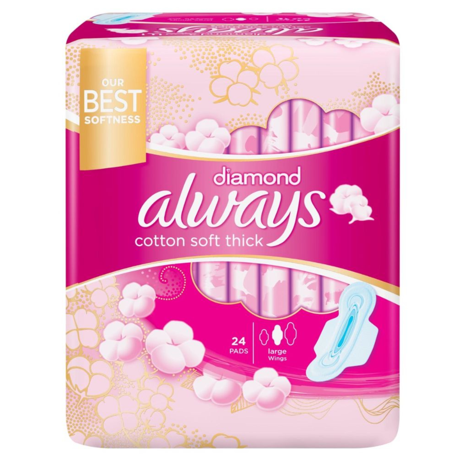 أولويز   ممتازة  Always Premium  فوط قطنية وصحية و ناعمة بسماكة زائدة الحجم كبير 24 فوطة