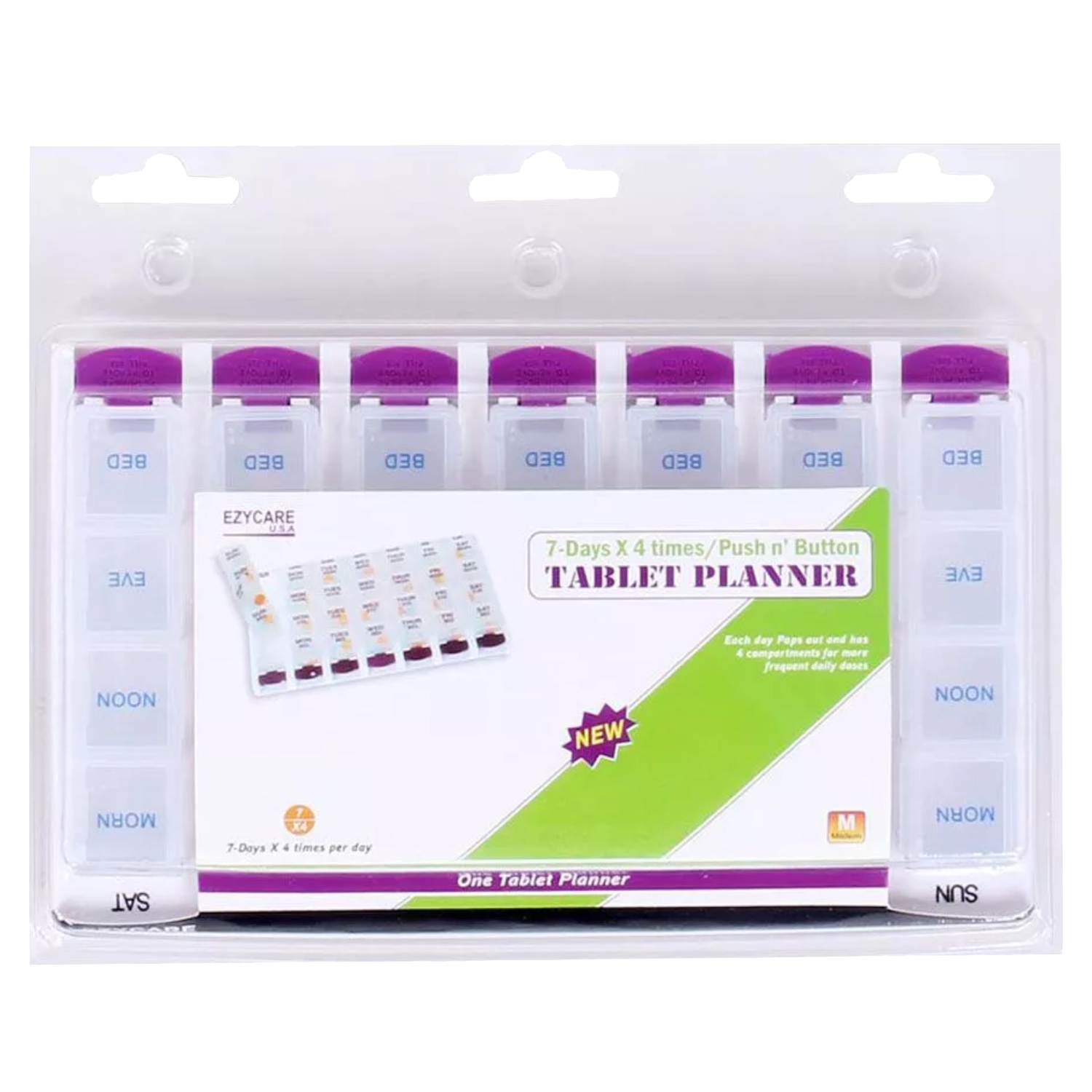 Back Image for Ezycare 7 Days 4 Times Push N' Button Tablet Planner