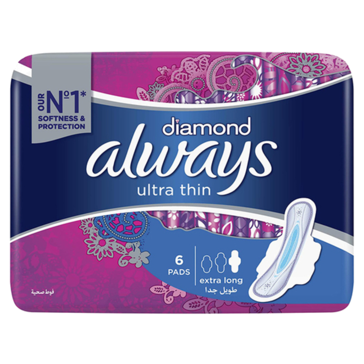 Product Image for Always Diamond Ultra Thin Extra Long Sanitary Pads 6's