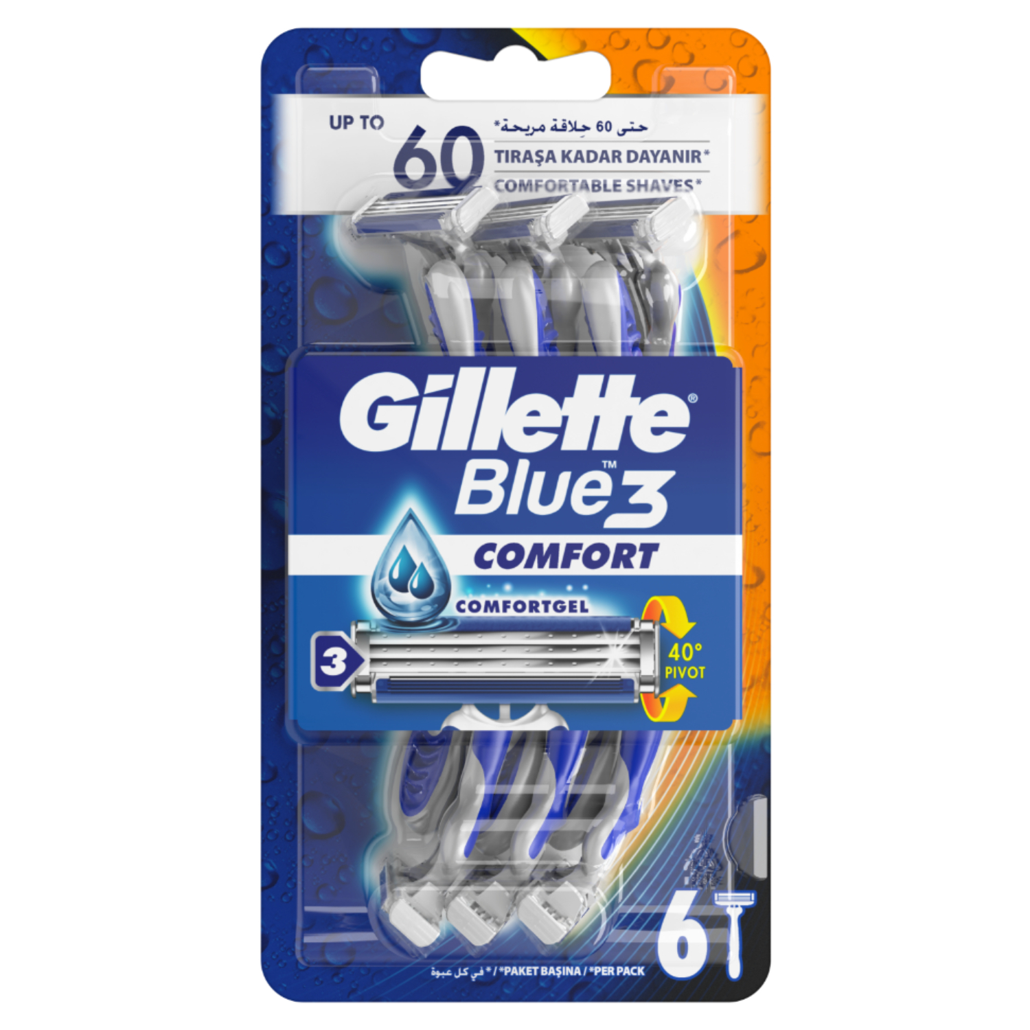 Back Image for Gillette Blue3 Comfort 6's