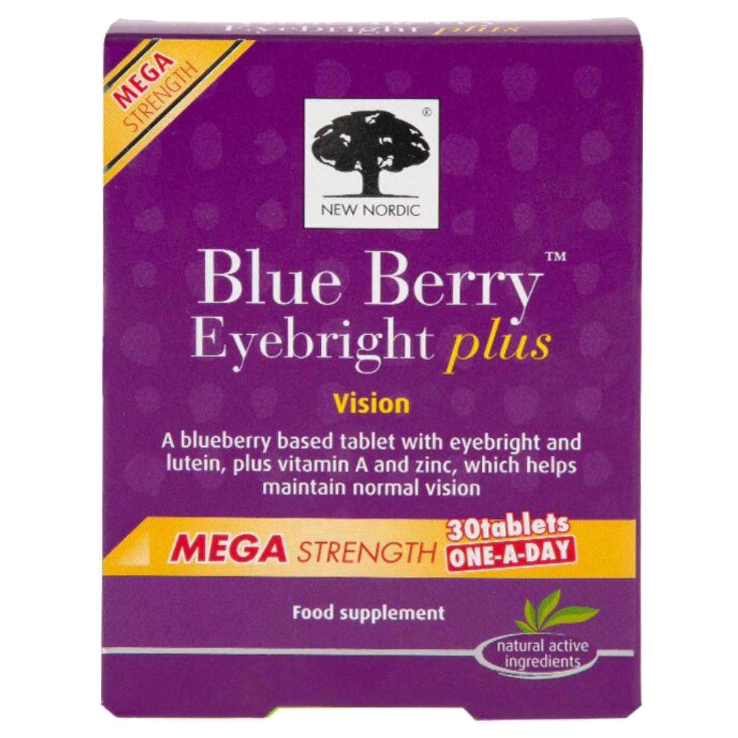 نيو نورديك بلوبيري (مستخلص التوت الأزرق) آيبرايت بلس لصحة العين قرص واحد يومياّ , 30 قرص