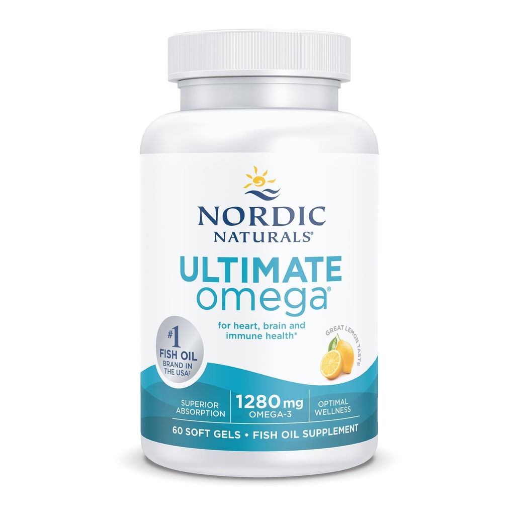 Nordic Naturals Ultimate Omega 1280mg Omega 3 Softgels For Heart, Brain & Immunity, Pack of 60's