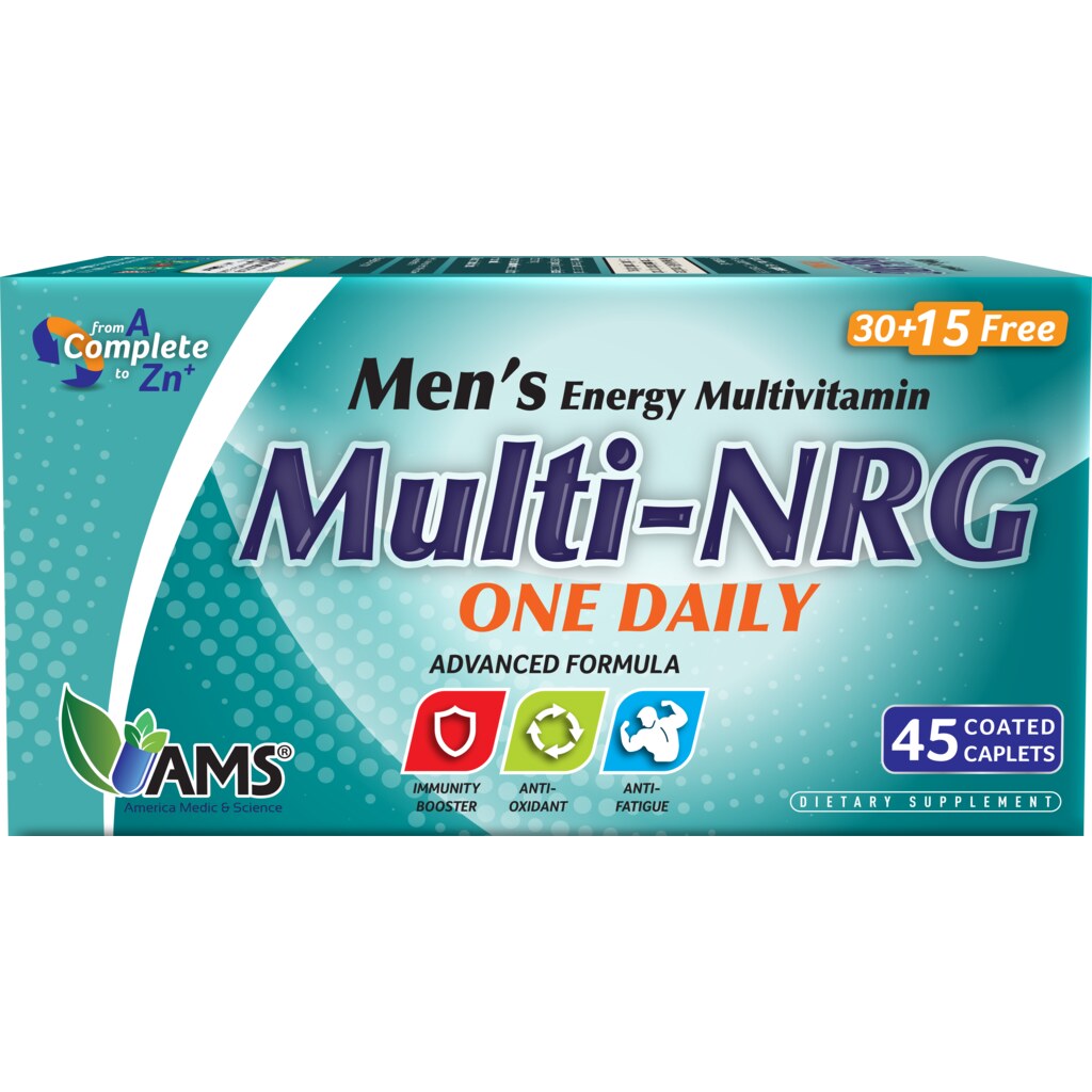 AMS Multi-NRG Men's Energy Multivitamin Supplement Tablets, Pack of 45's