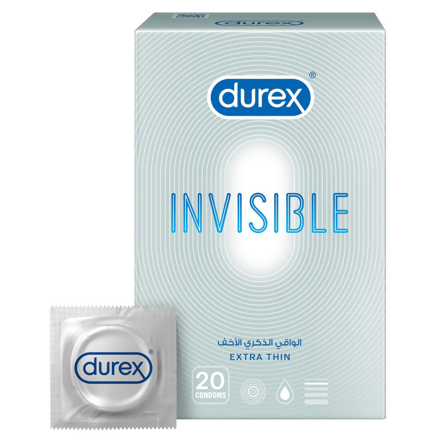 ديوركيس (Durex) واقي ذكري انفيزيبل رفيع جدا - 20 حبة