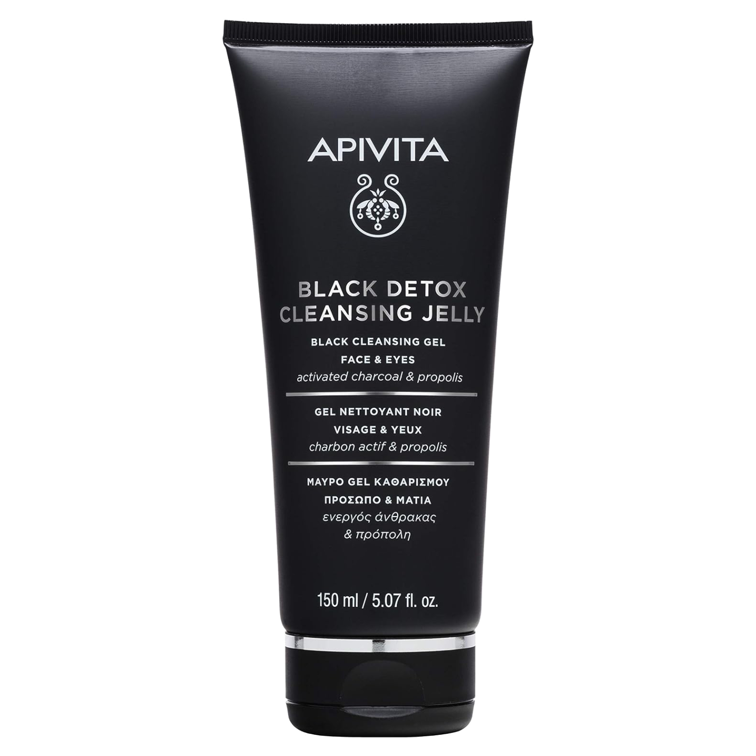 Apivita Black Detox Cleansing Gel With Activated Charcoal & Propolis For Face & Eyes 150ml