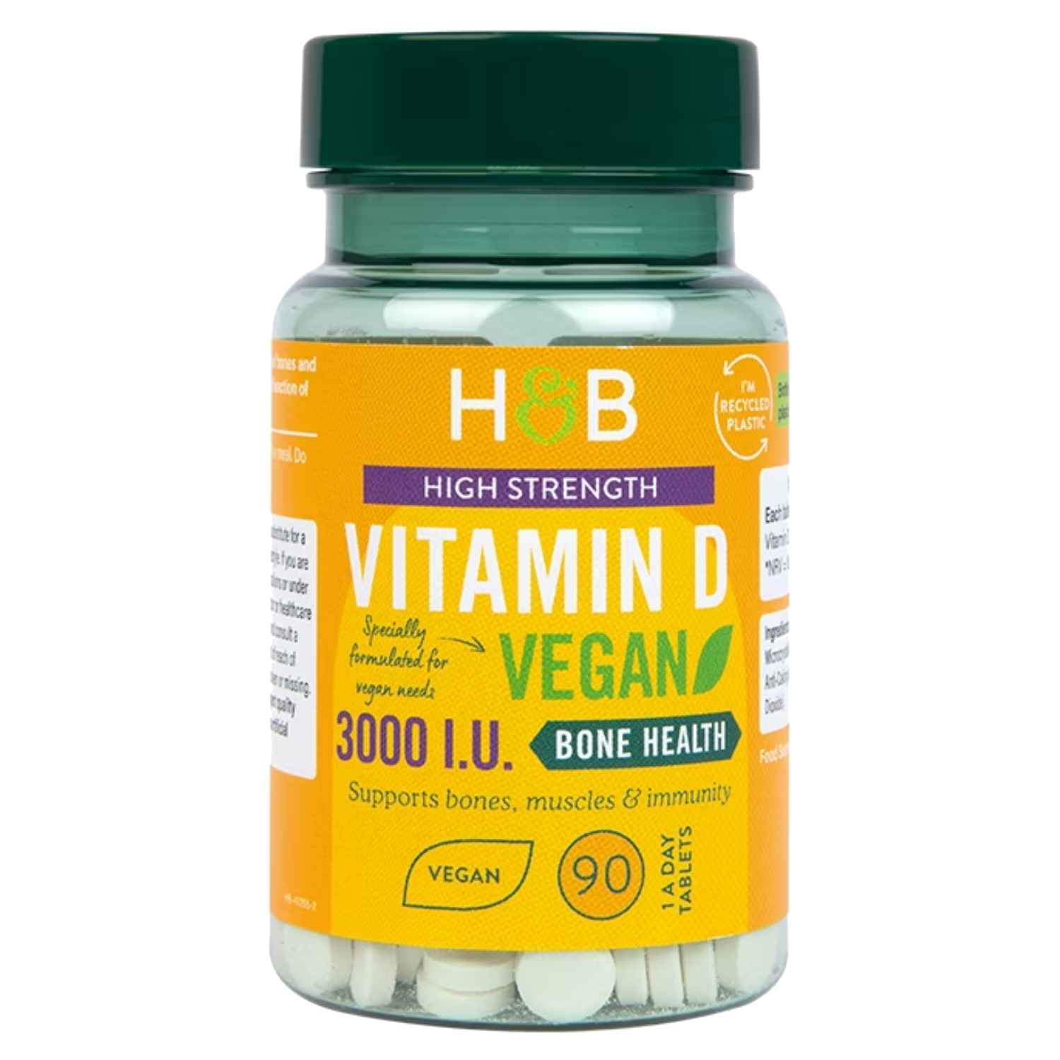 Back Image for Holland & Barrett Vegan Vitamin D 3000 I.U. 75ug Tablets 90's