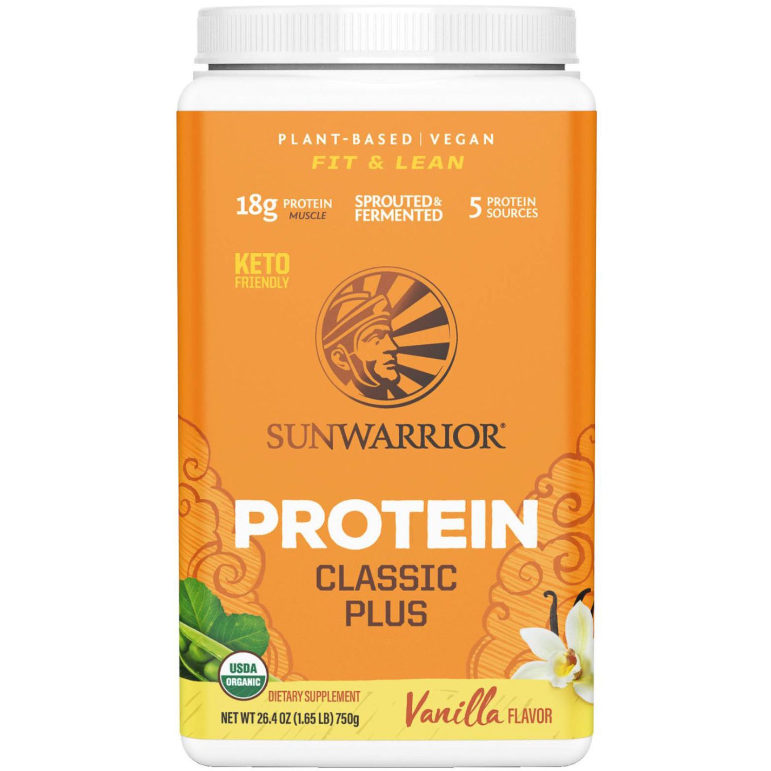 Product Image for Sunwarrior Classic Plus Fit & Lean Plant-Based Keto-Friendly Vegan Organic Protein Powder Vanilla 750g