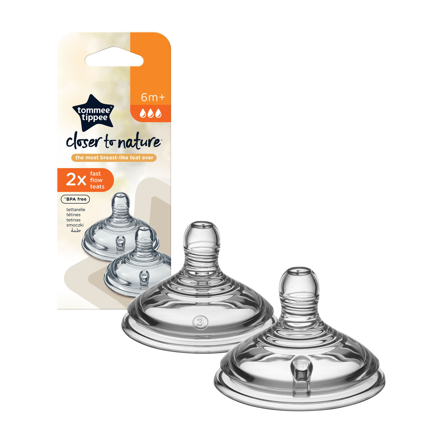 Product Image for Tommee Tippee Closer To Nature     2X Fast Flow Teat 