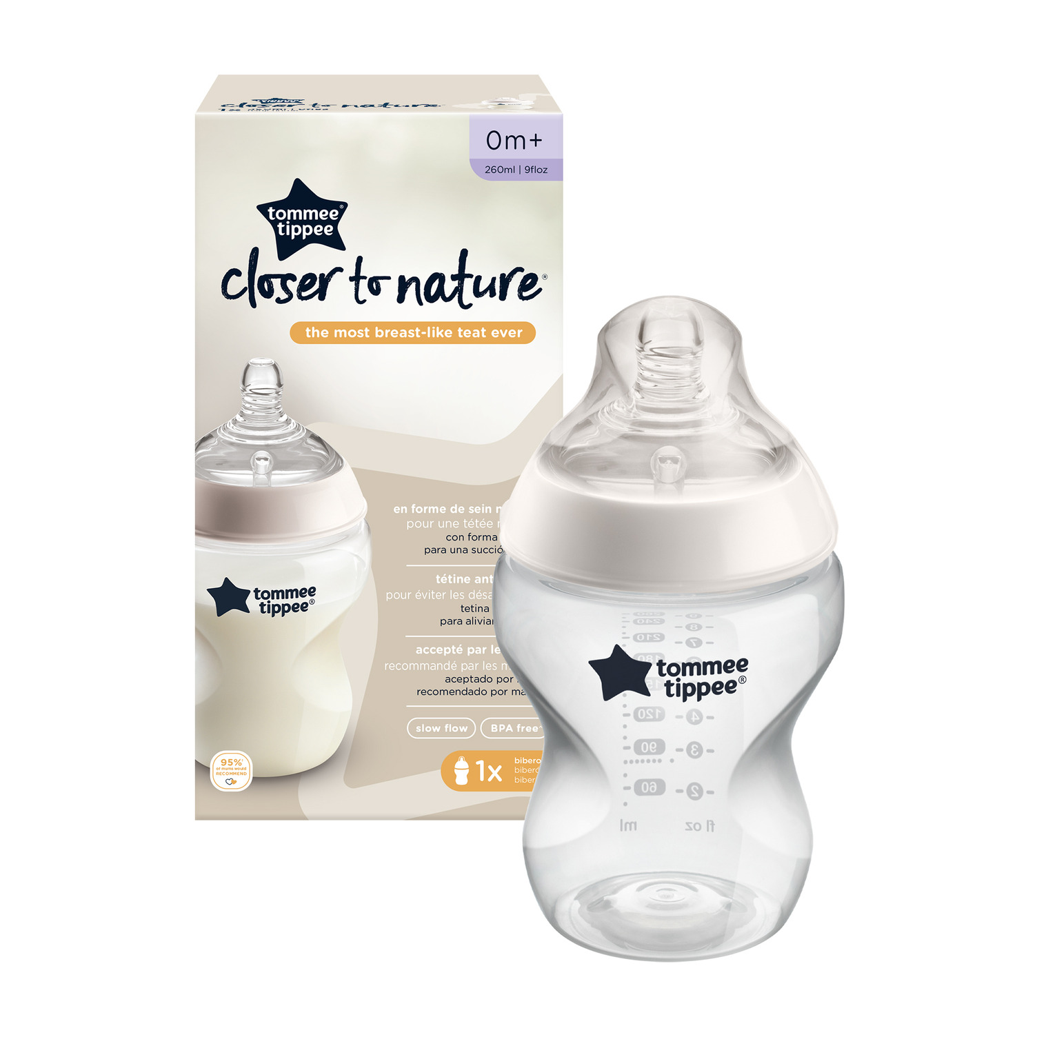 Product Image for Tommee Tippee Closer To Nature Feeding Bottle, 260Ml X 1  - Clear