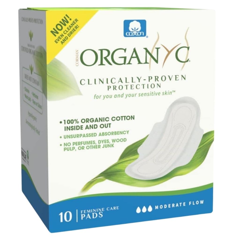 Organyc Moderate Flow Ultrathin Sanitary Pads With Wings, Pack of 10's