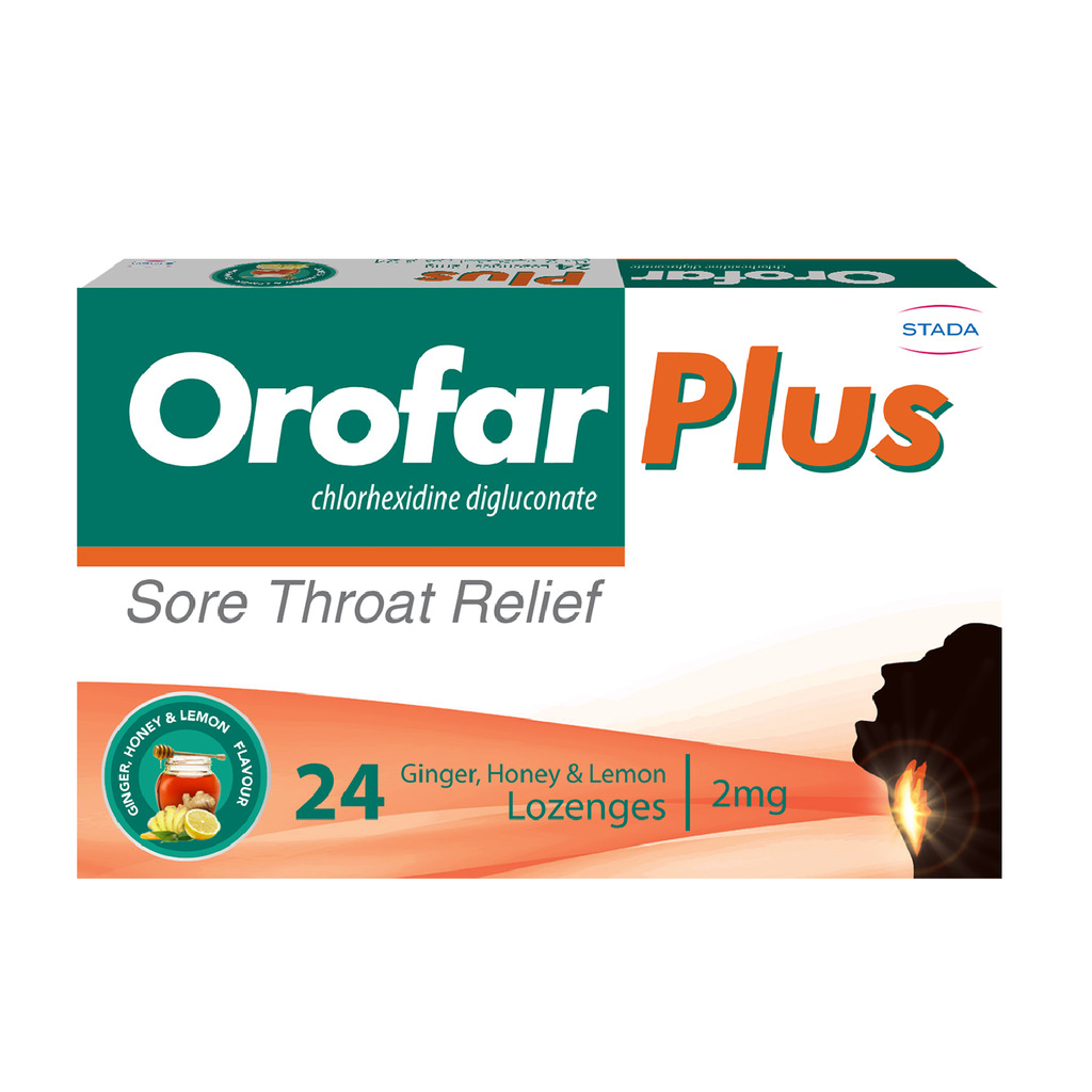 Product Image for Orofar Plus Ginger, Honey & Lemon 24 Lozenges 2mg Chlorhexidine 