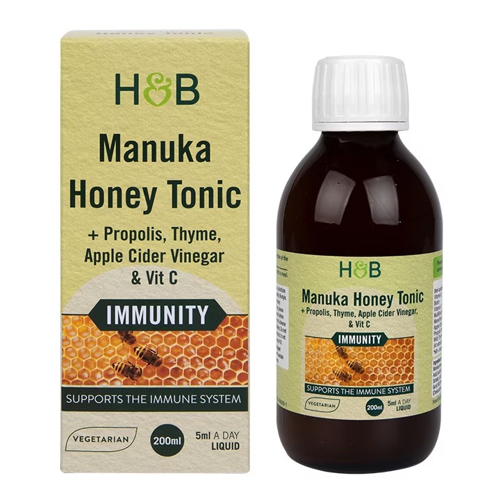 Product Image for Holland & Barrett Manuka Honey Tonic + Propolis, Thyme, Apple Cider Vinegar & Vit C 200ml Liquid