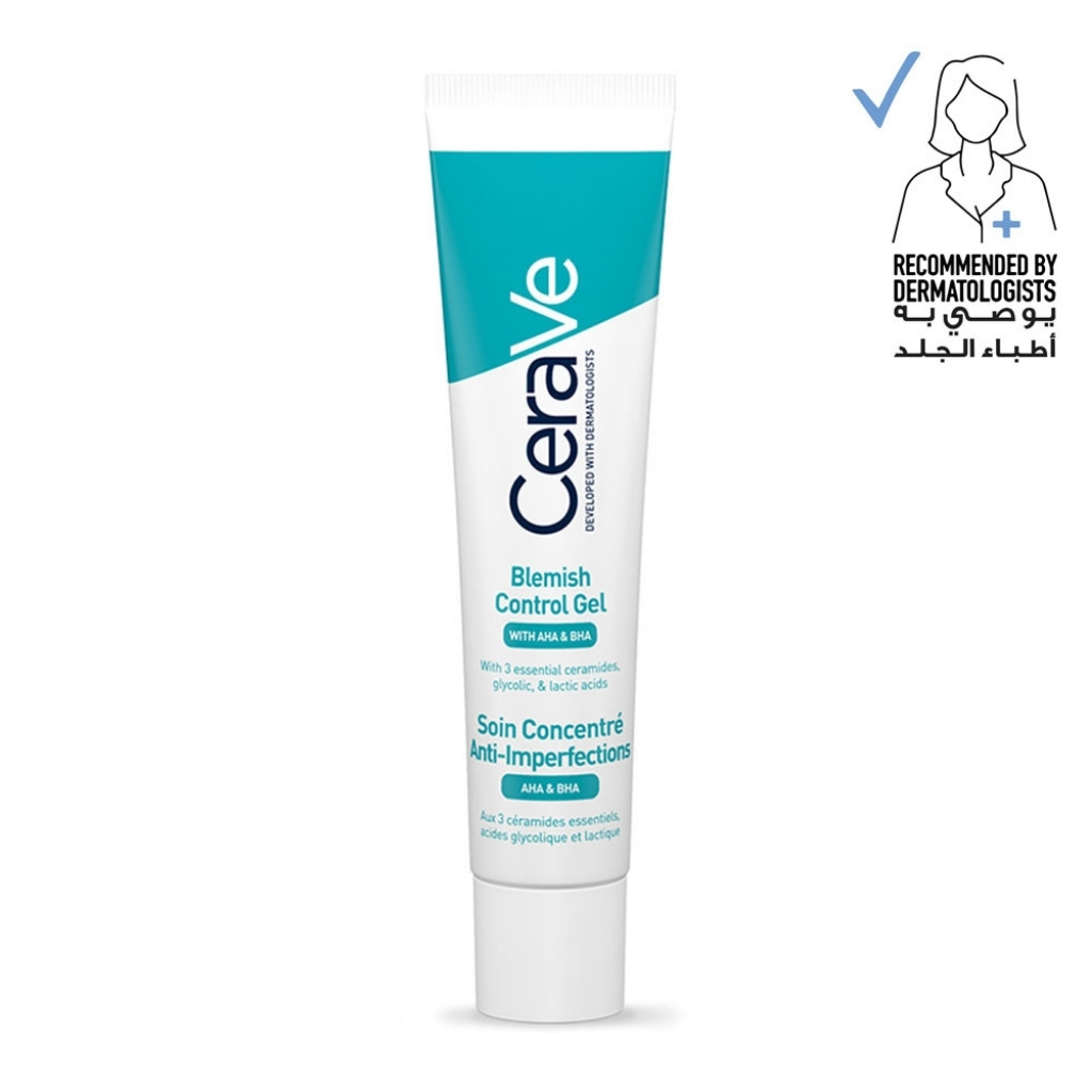 Cerave Blemish Control Gel Facial Moisturiser For Acne & Blemishes With Glycolic Acid And Lactic Acid Aha/Bha 40 Ml