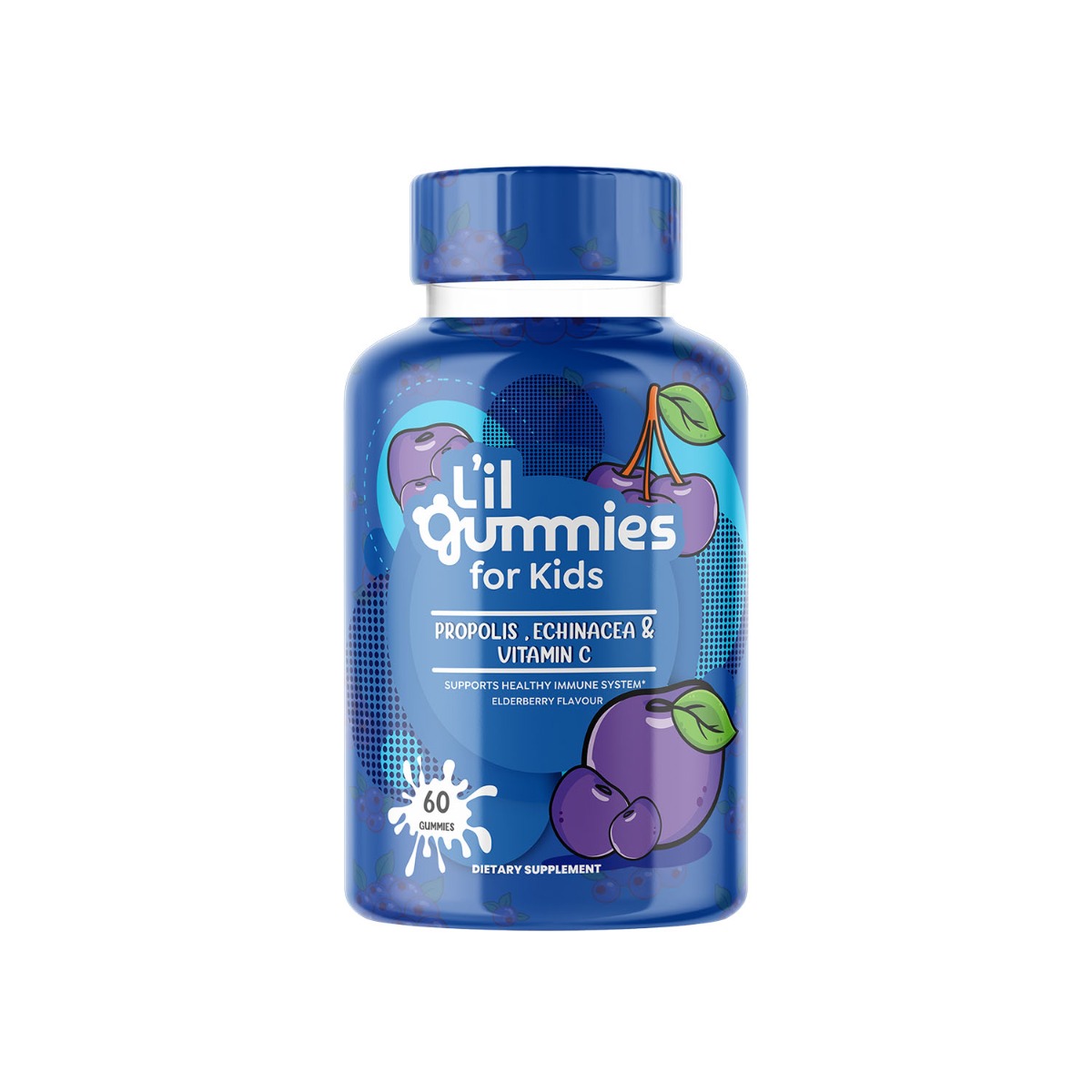 Lil Gummies Propolis, Echinacea with Vitamin C Kids Gummies 60'S Elderberry Flavour