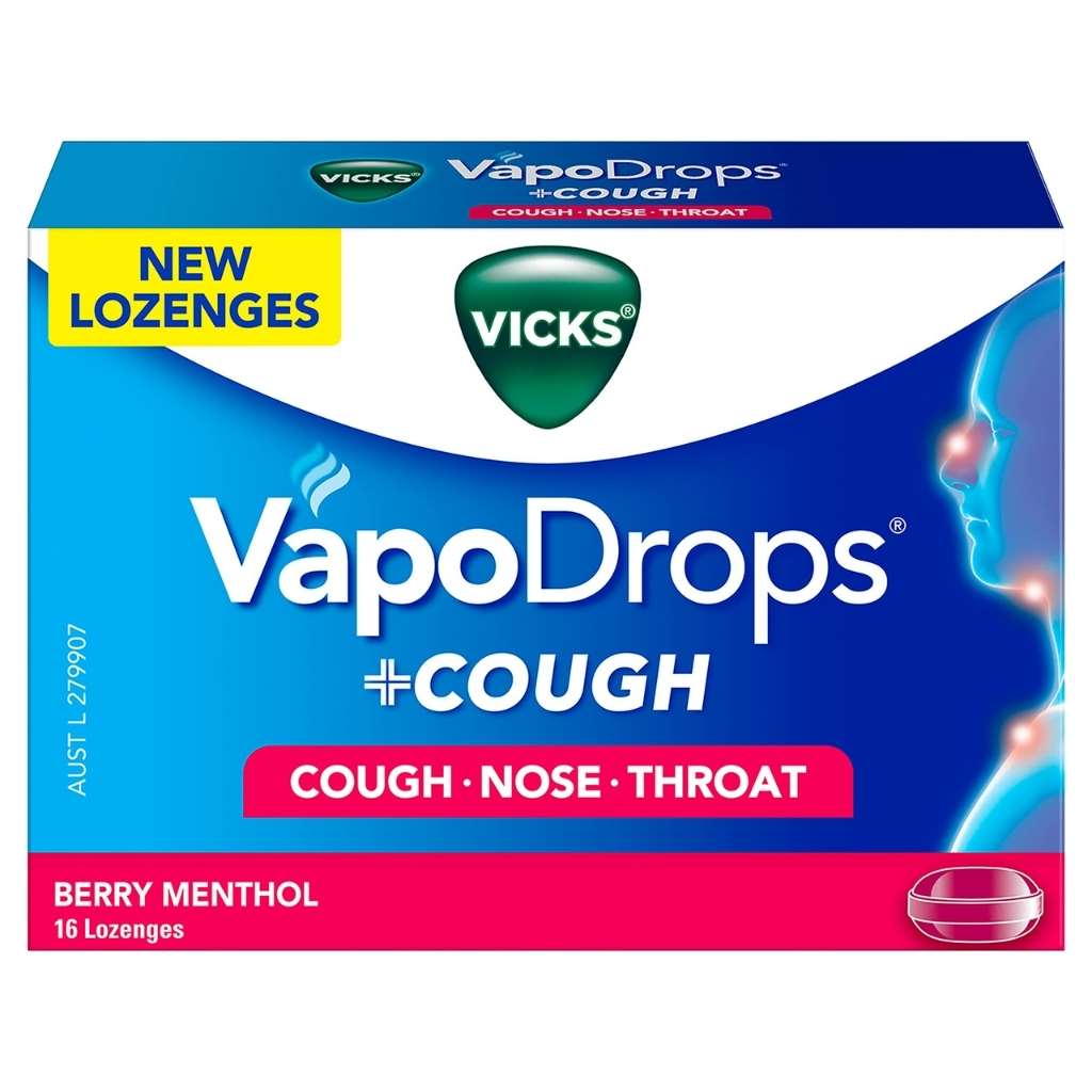 Vicks VapoDrops + Cough Lozenges, Berry Menthol, Pack of 16's