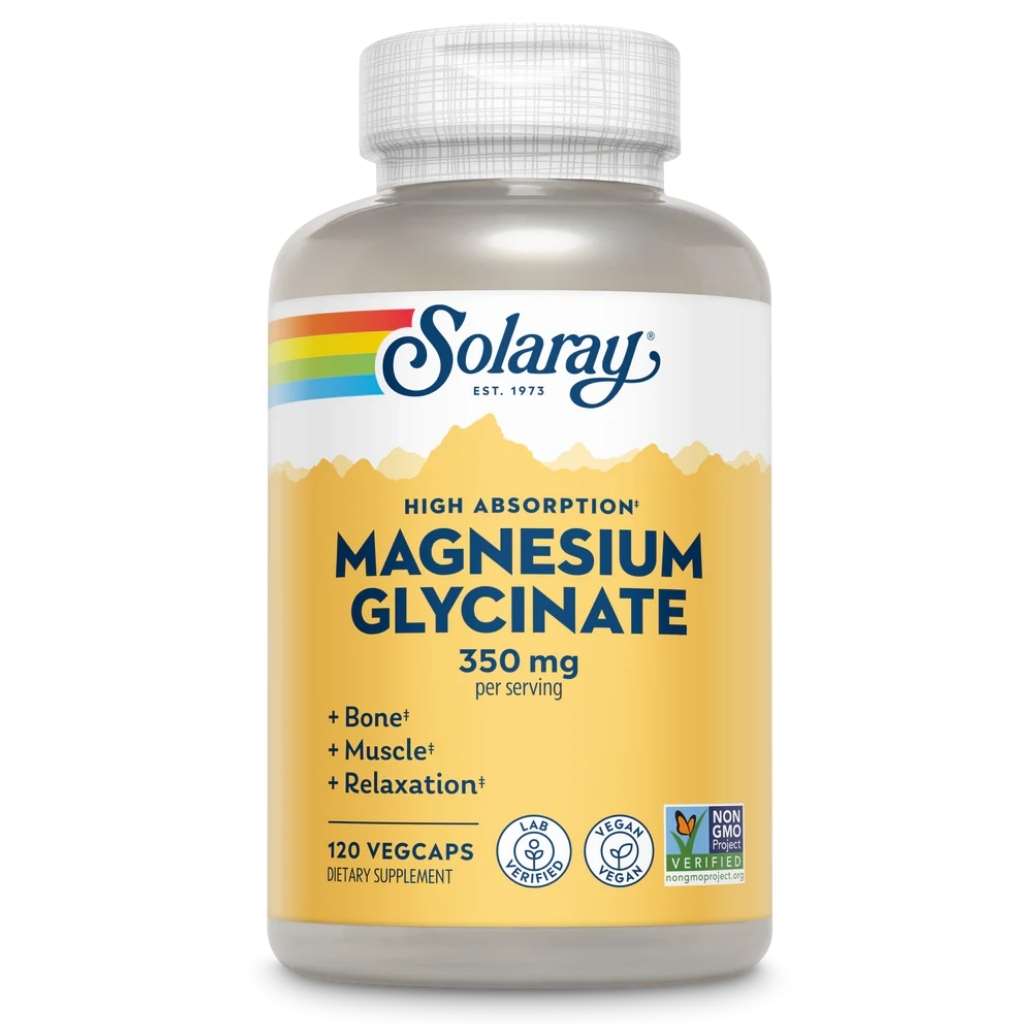 Solaray Magnesium Glycinate 350mg Veg Capsules For Healthy Bones & Muscles, Pack of 120's