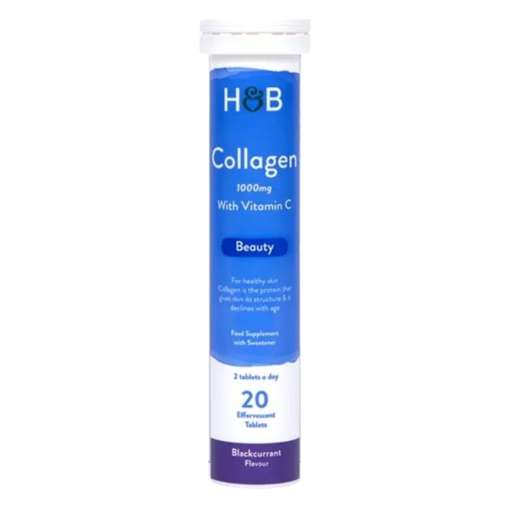 H&B Effervescent Bovine Collagen 1000Mg Blackcurrant Tab 20S
