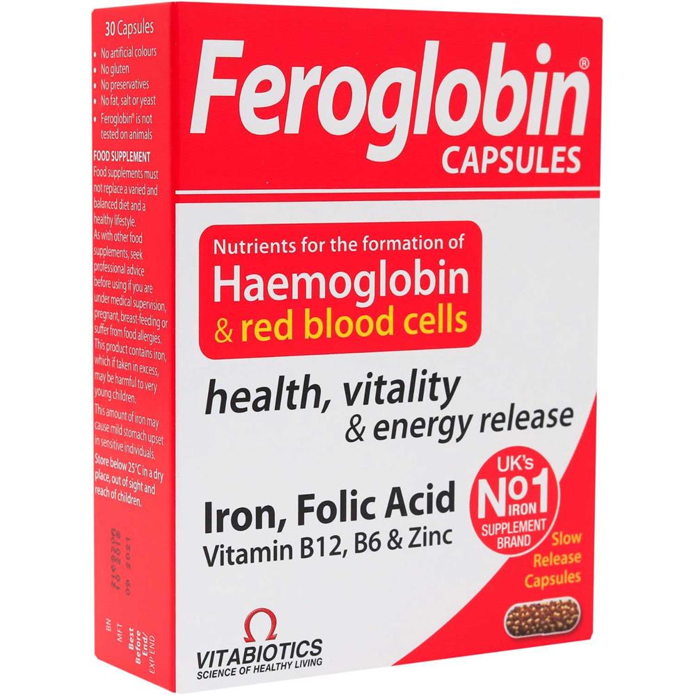 Back Image for Vitabiotics Feroglobin B12 Capsules 30's