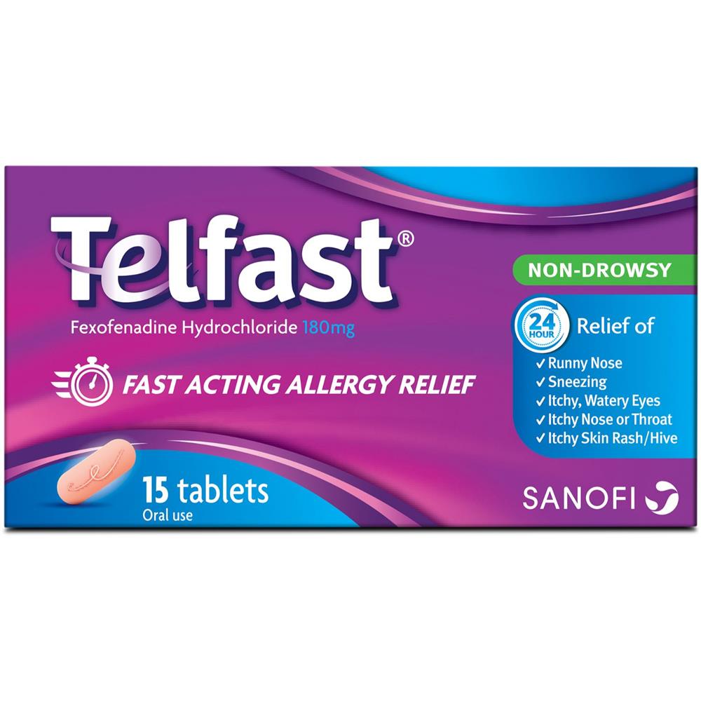 Back Image for Telfast 180mg Anti-Allergy Tablets for Quick Allergy Relief 15's