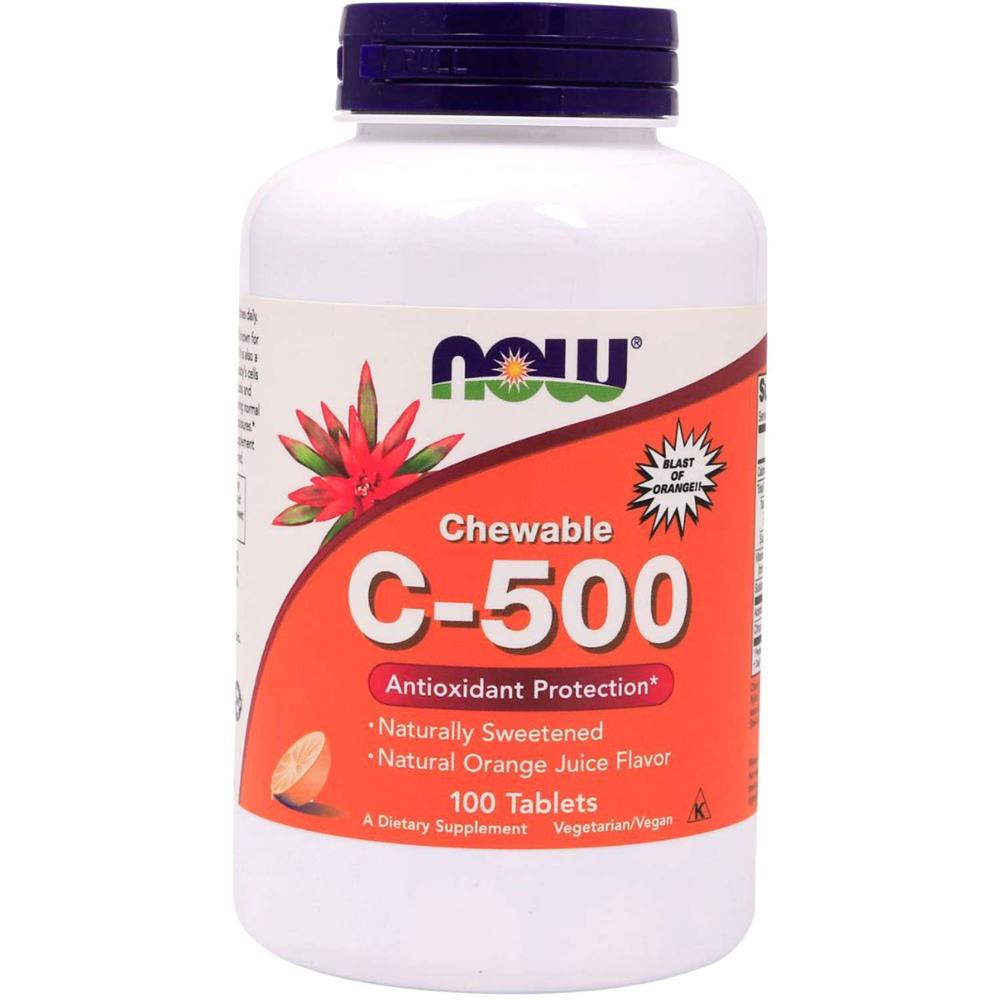 Now C-500 Vitamin C Chewable Tablet For Antioxidant Support, Pack of 100's