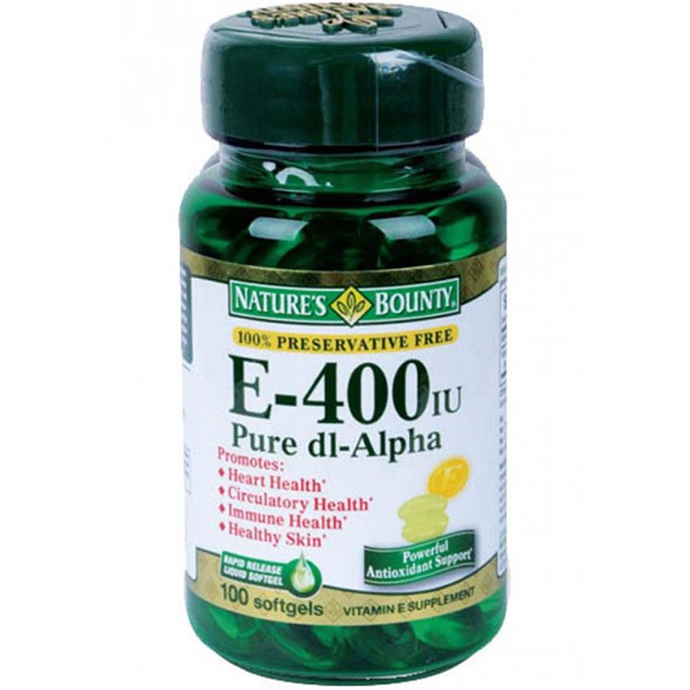 Back Image for Nature's Bounty Vitamin E-400IU Softgels 100's