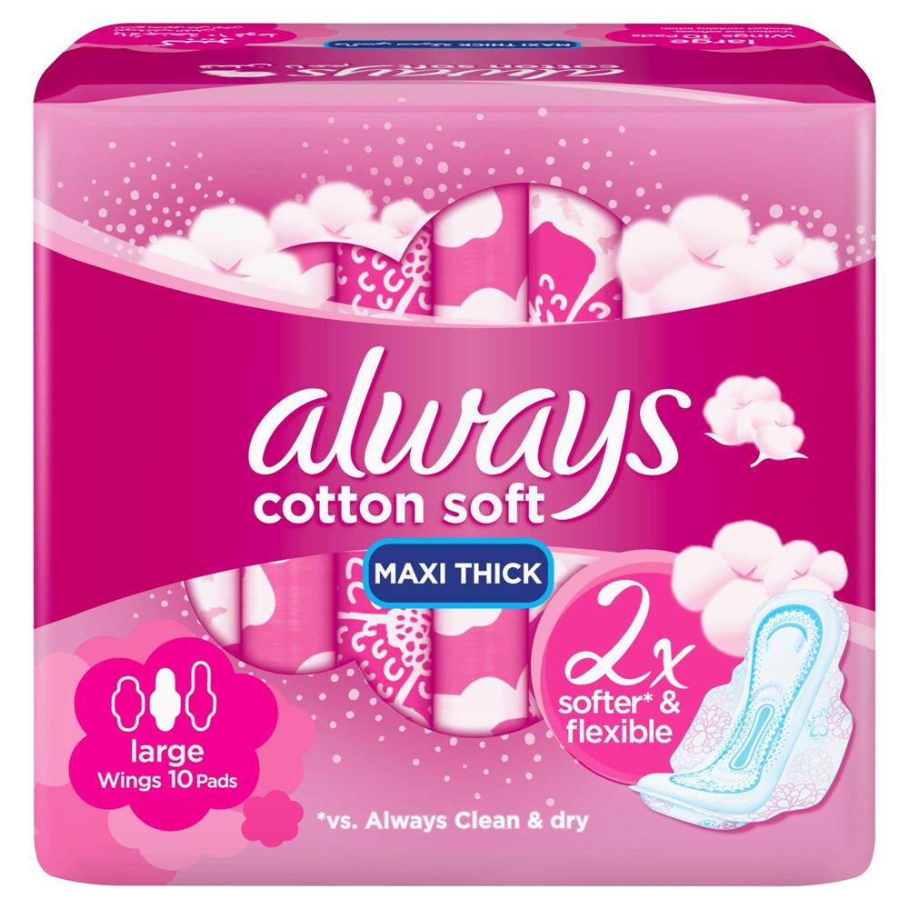 Back Image for Always Soft Topsheet With Lotion Pads Large 10's