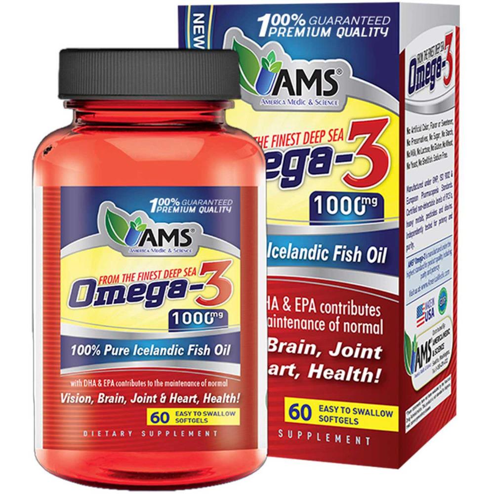 AMS Omega 3 Supplement 1000mg Softgels, Pack of 60's