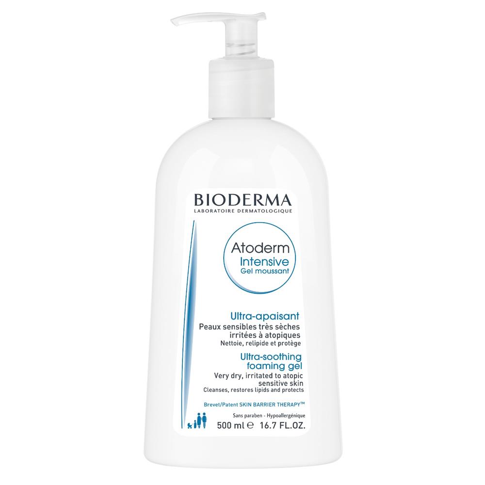 Bioderma Atoderm Intensive Gel Moussant, Foaming Gel Cleanser For Dry Skin & Atopic Sensitive Skin 500ml