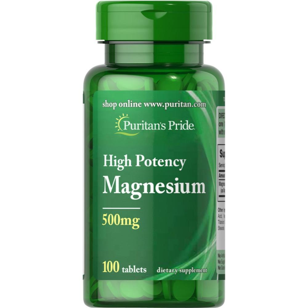 Back Image for Puritan's Pride High Potency Magnesium 500mg Tablets 100's
