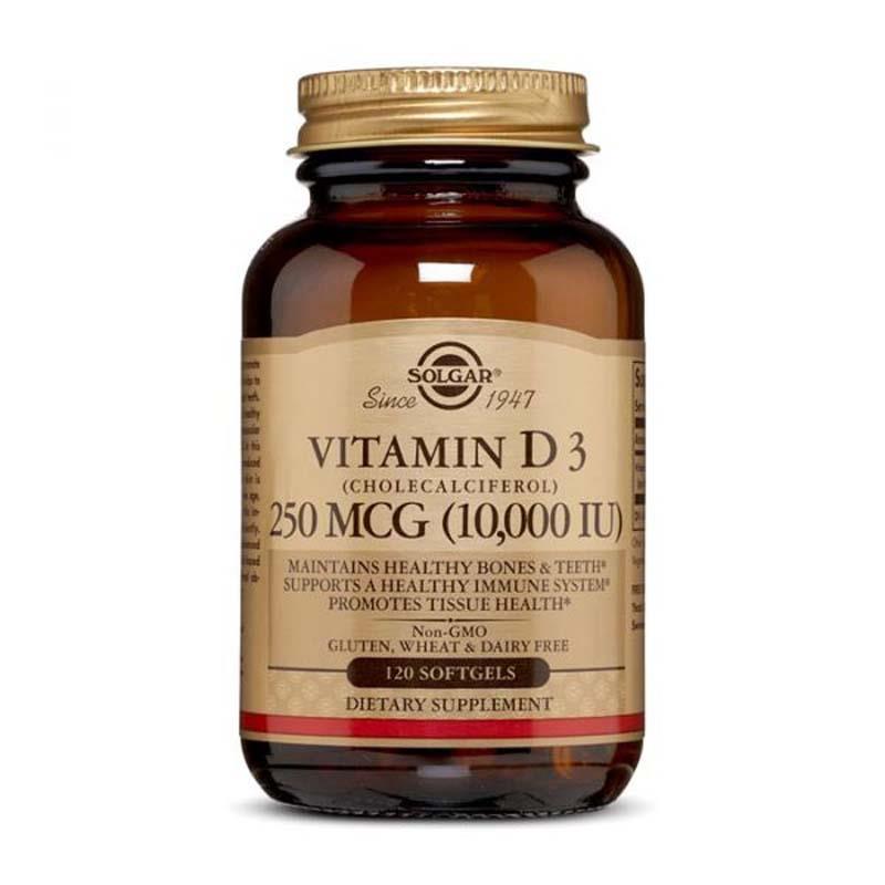 Back Image for Solgar Vitamin D3 Cholecalciferol 10000IU Softgels 120's