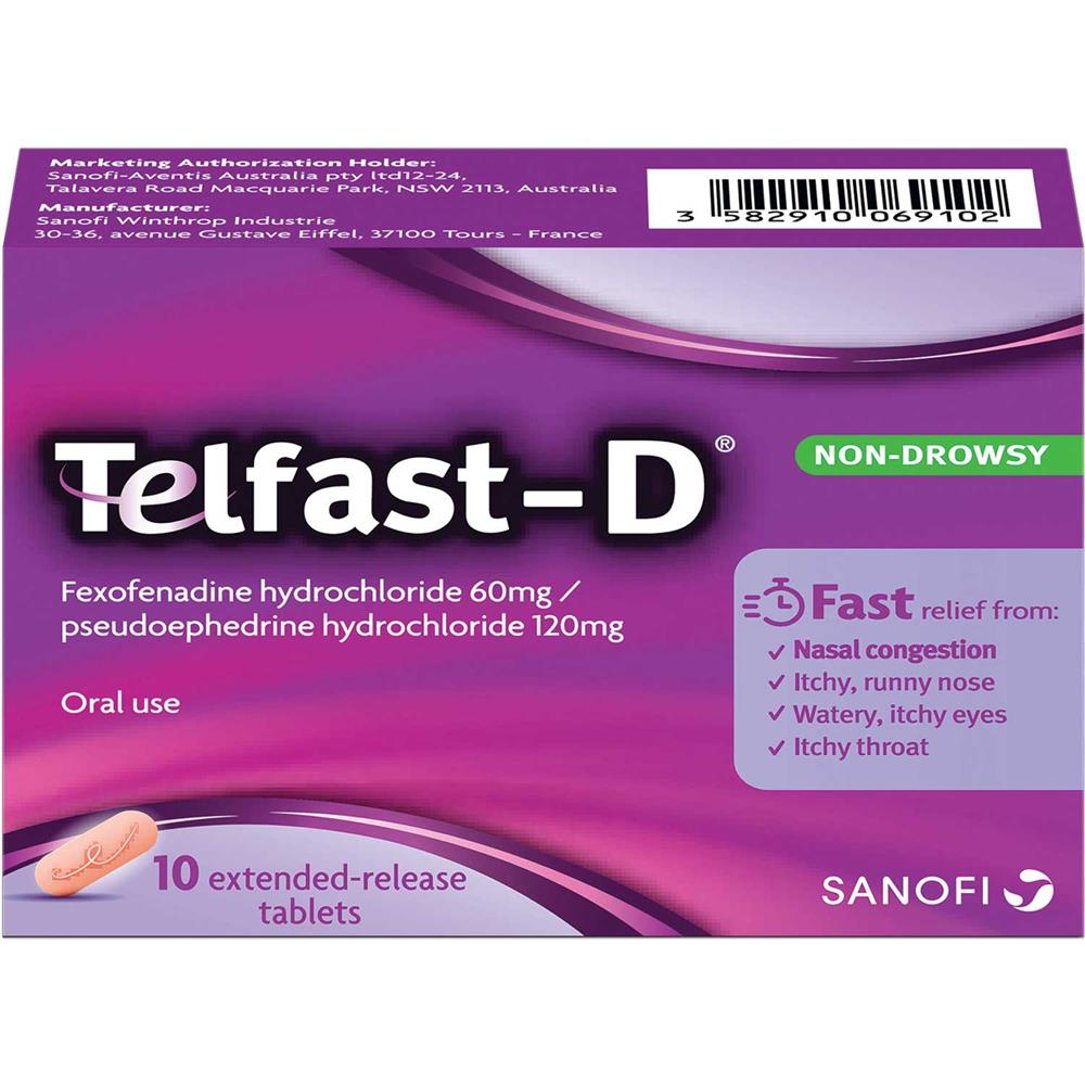 Back Image for Telfast D 60mg/120mg Tablets 10's