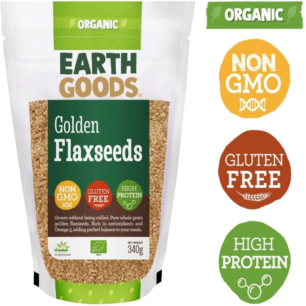 Back Image for Earth Goods Organic Blond Flax Seeds NON-GMO Gluten-Free High Protein 340g