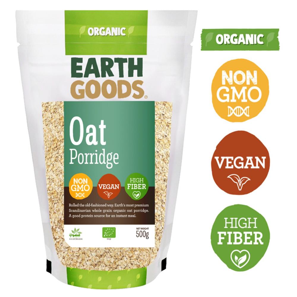 Back Image for Earth Goods Organic Oat Porridge NON-GMO Vegan High Fiber 500g