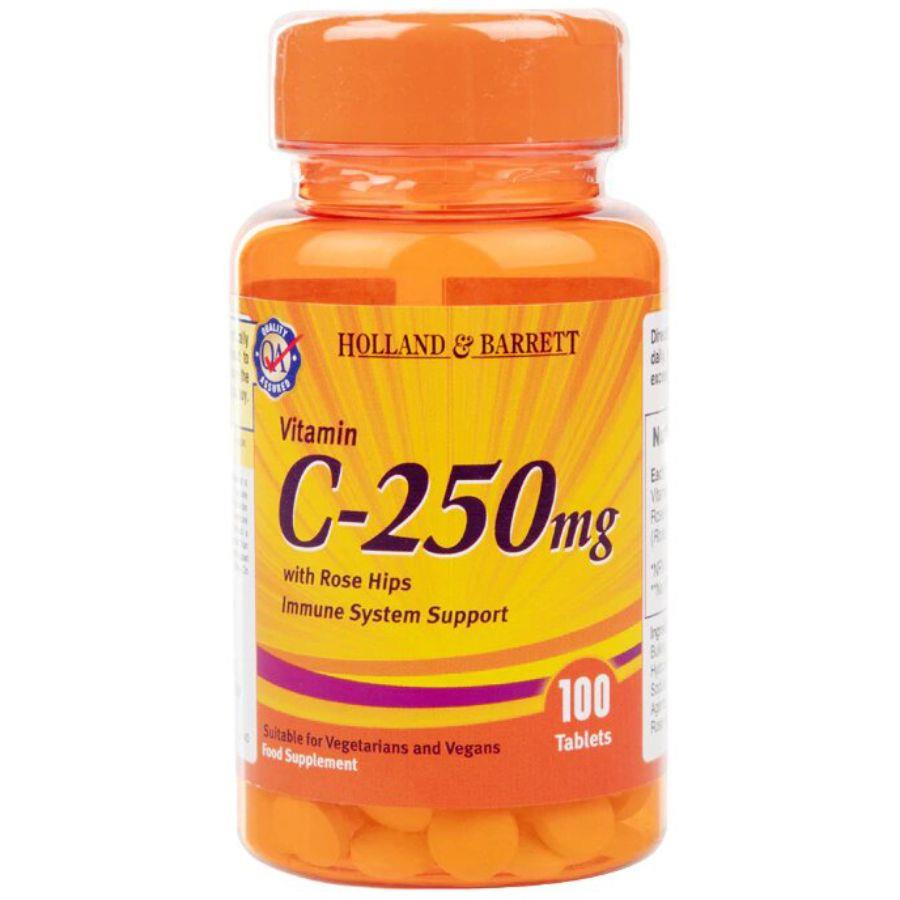 Holland & Barrett Vitamin C With Wild Rose Hips 250mg Tablets 100's