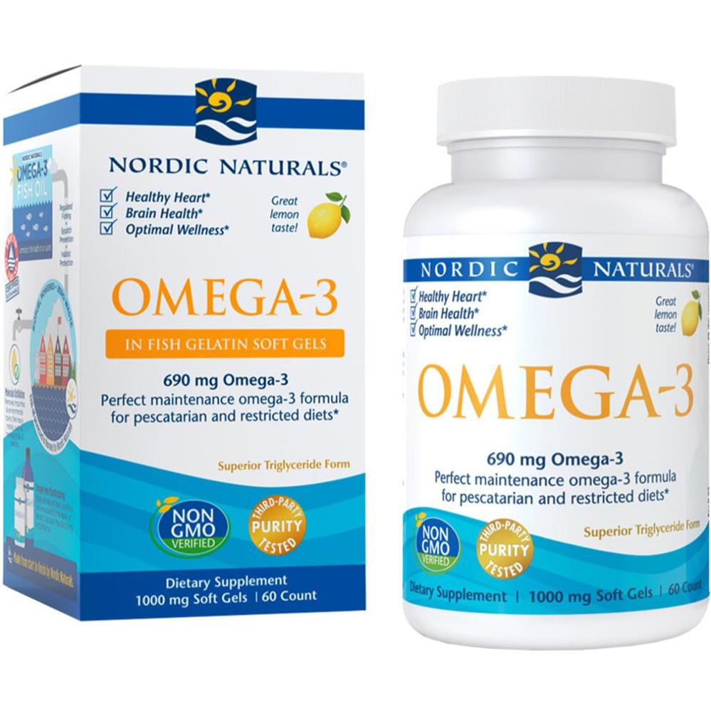 Nordic Naturals 690mg Omega-3 in Fish Gelatin Softgels, Pack of 60's