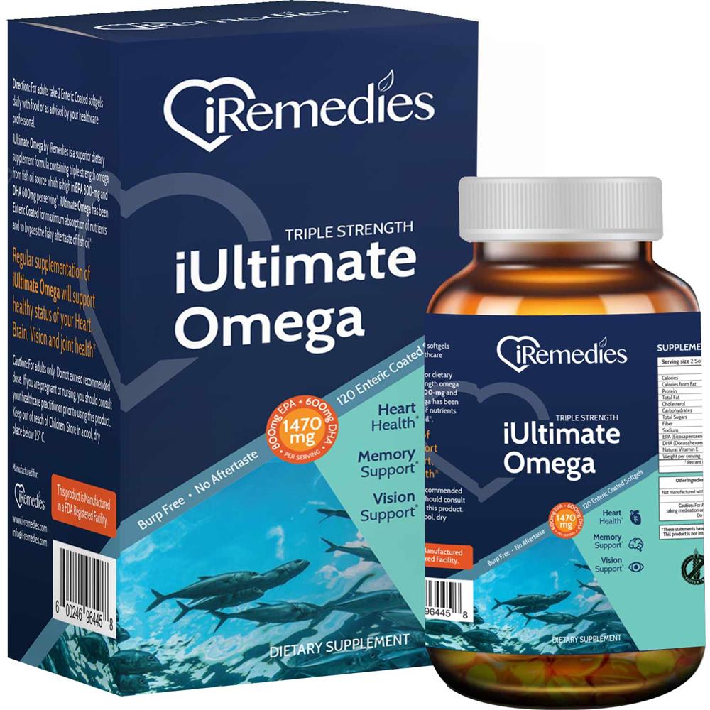 Back Image for iRemedies iUltimate Omega Softgels 120's