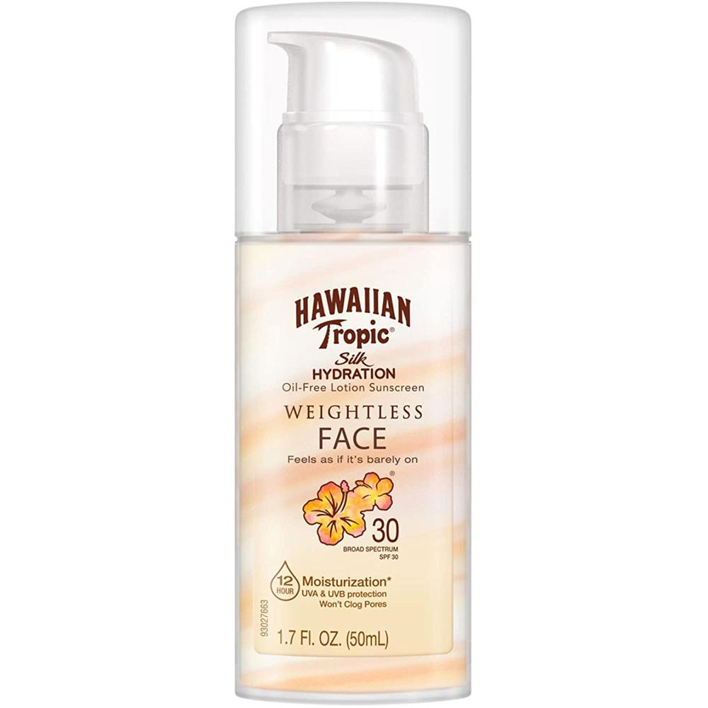 Hawaiian Tropic Silk Hydration Weightless Oil Free Sunscreen Lotion for Face Reef Friendly SPF30 50ml